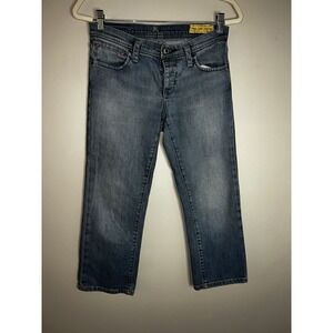 Polo Jeans‎ Co Ralph Lauren Whitney Cropped Jeans Blue Stretch Button Fly Size 6